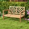 Natural Wooden Outdoor Garden Bench with Comfy Armrests and Backrest Suitable for 2-Person